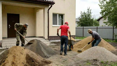 Отсыпка участка щебнем и песком вокруг дома в Ставрополе