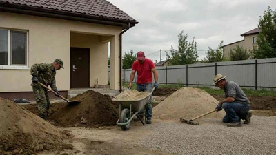 Отсыпка вокруг дома в Ставрополе недорого - щебень, песок, глина