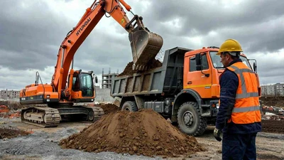 Погрузка грунта экскаватором в Ставрополе с вывозом - услуги разнорабочих